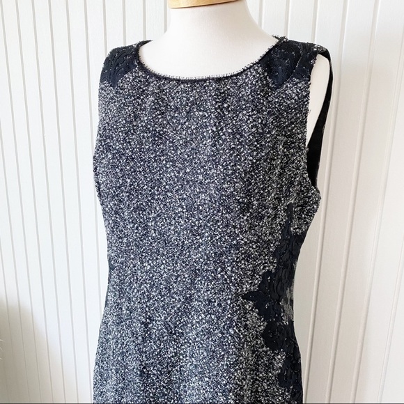 Elie Tahari Boucle Lace Black Gray (Grey) Leopard Sleeveless Sheath Dress Sz 14 - Picture 15 of 15